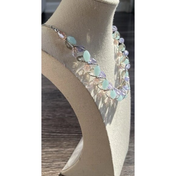 Vintage Marks & Spencer glass & Crystal Twisted Necklace M&S Necklace Sz 20” - Picture 9 of 16